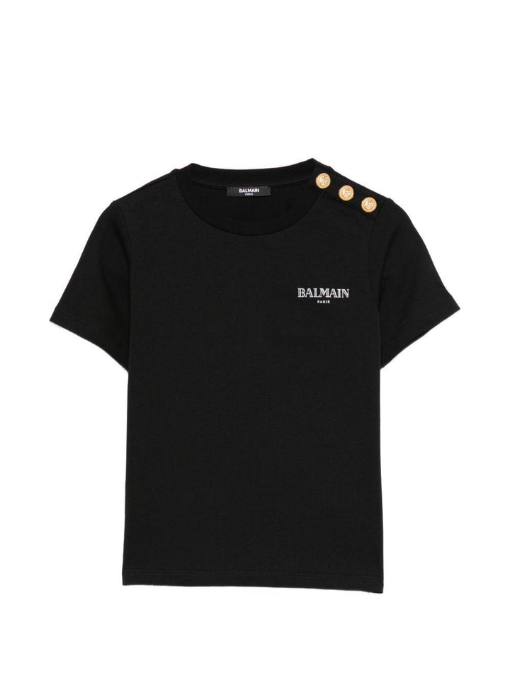 T-shirt nera per bambino BY8Q21Z3672 930BC Balmain Kids 