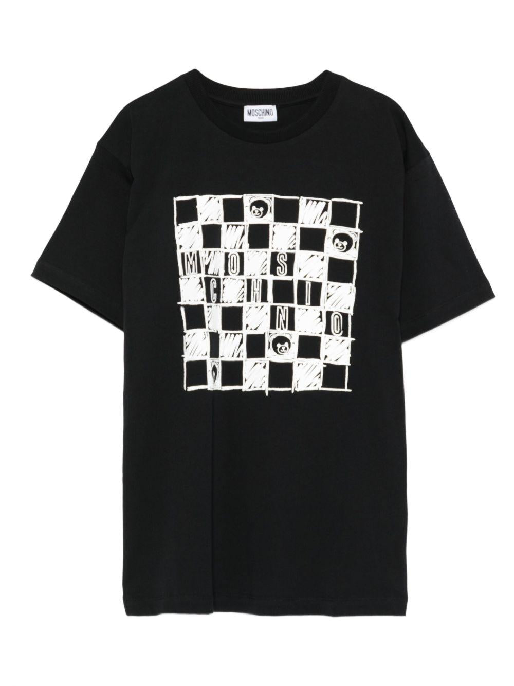 T-shirt nero per bambino HUM05GLAA01 60100 Moschino Kids 