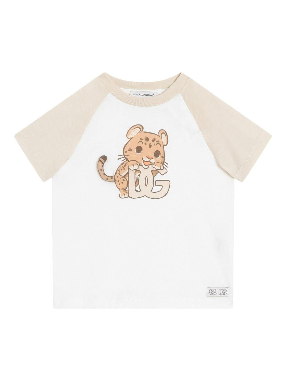 T-shirt bianca/beige per neonato L1JTHWG7PNJ S9000 Dolce & Gabbana Kids 