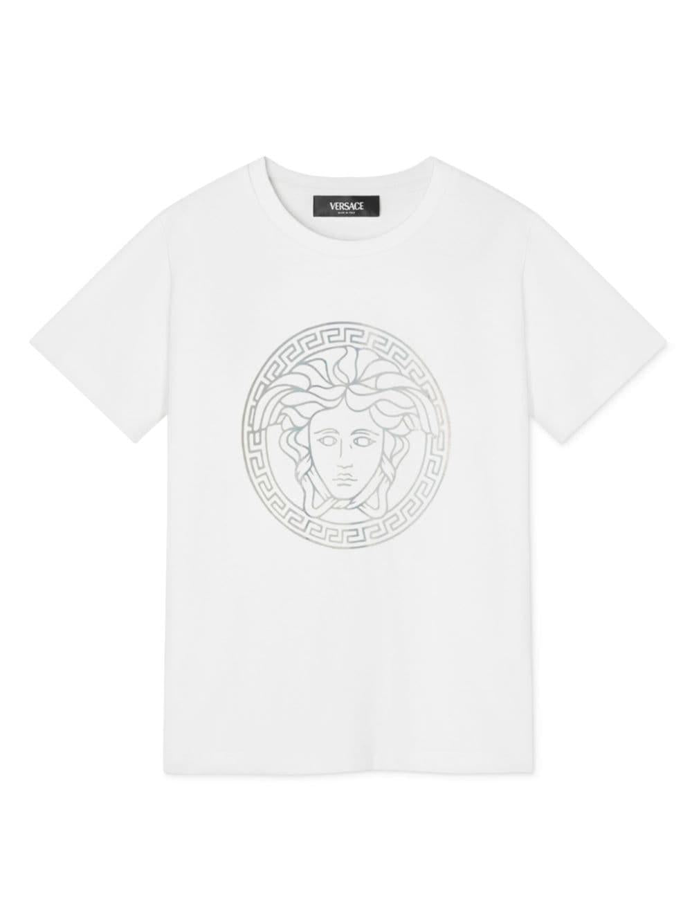 T-shirt per bambina in cotone bianca 10002391A11718 2W270 Versace Kids 