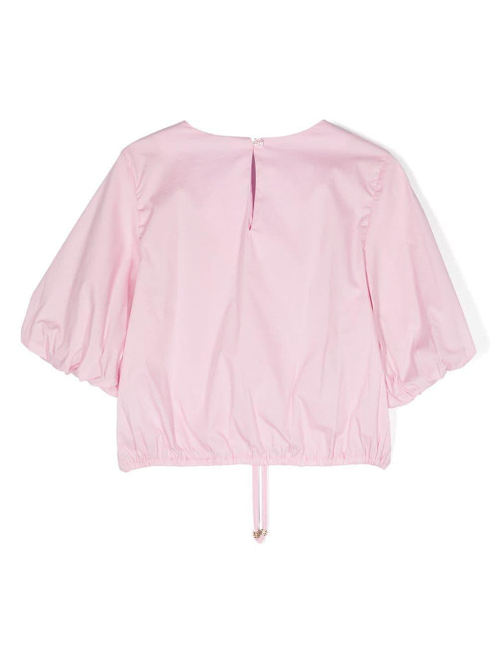 Pink poplin top for girls