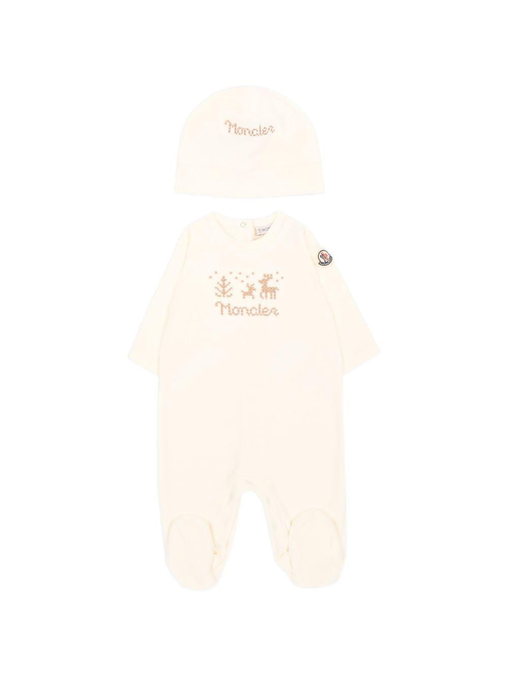 Tutina beige per neonato 9518P0000389AQ4 F02 Moncler Kids 