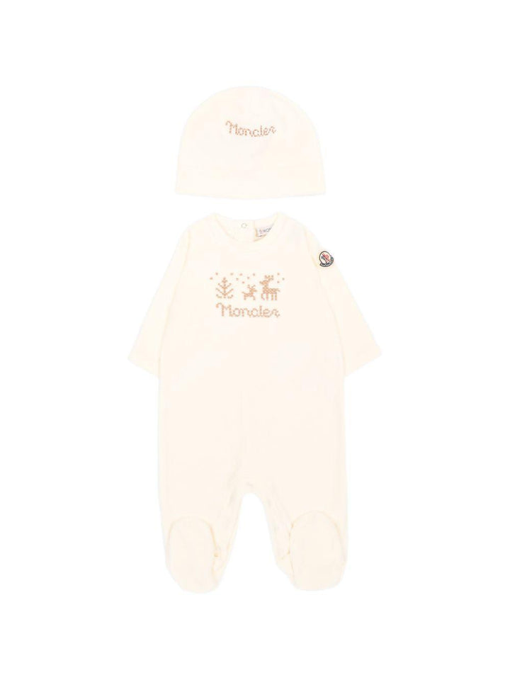 Tutina beige per neonato 9518P0000389AQ4 F02 Moncler Kids 