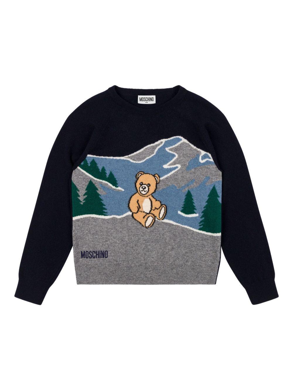Maglione blu navy per bambino HMW015LHE80 40016 Moschino Kids 