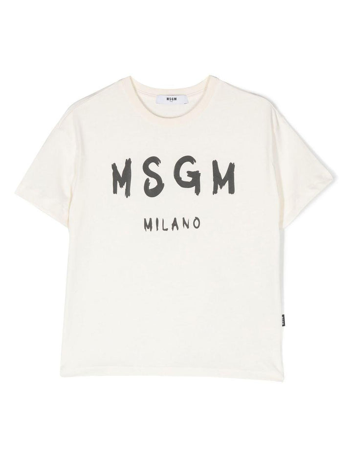 Cream children's t-shirt with logo