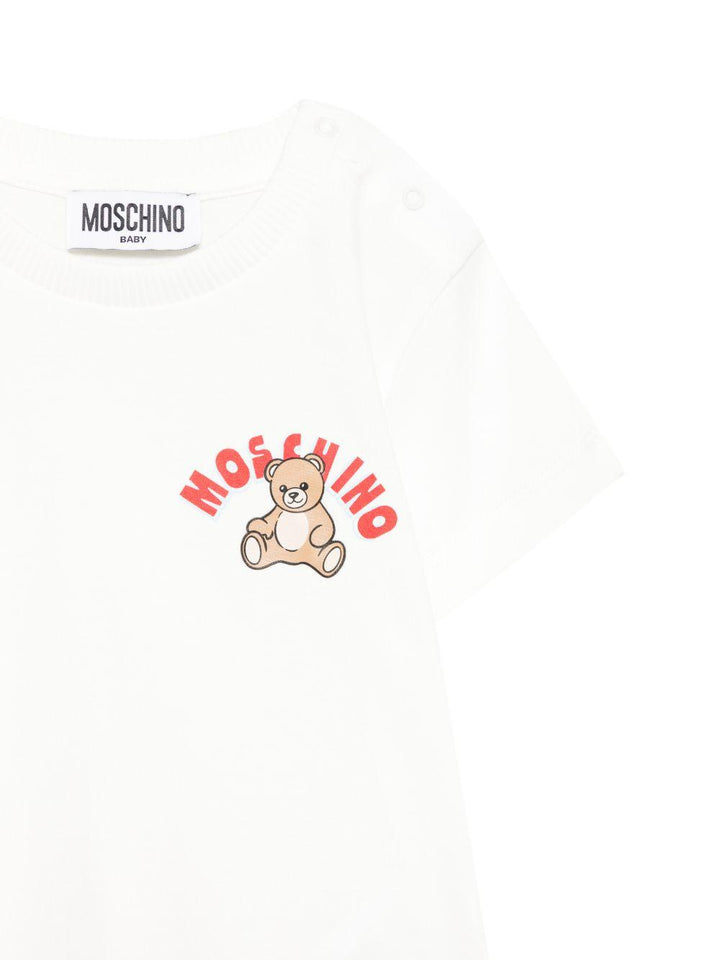 T-shirt bianca per neonato MZM047LAA01 10063 Moschino Kids 