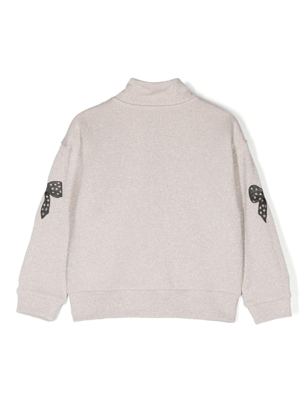 Sweatshirt for girls in beige cotton blend