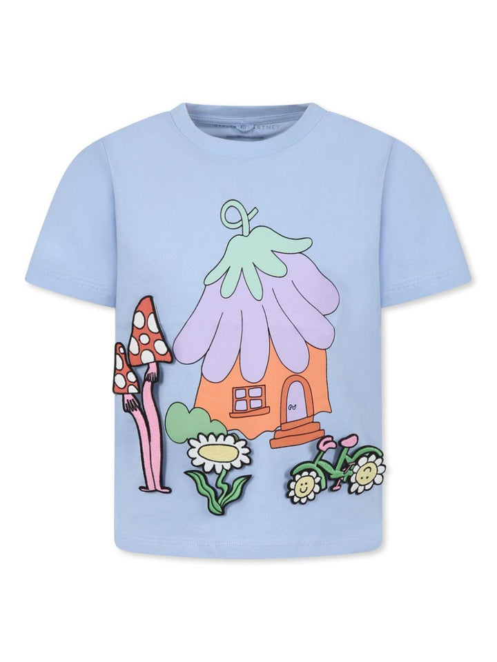 Light blue 3D printed T-shirt for girls