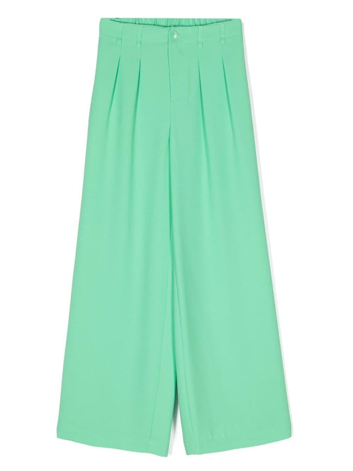 Green crepe trousers for girls