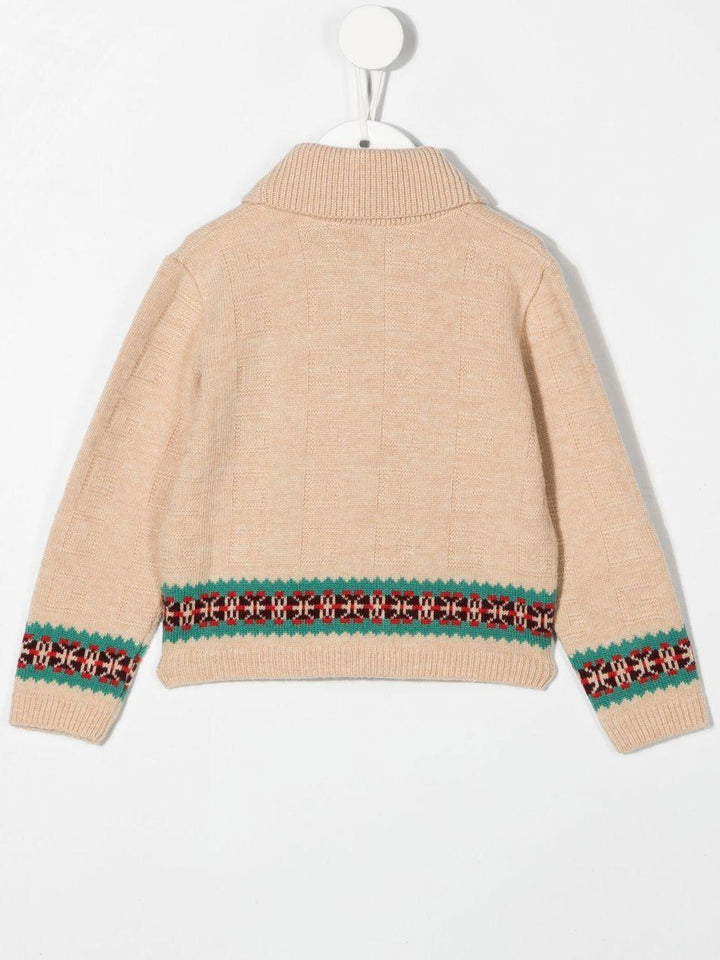 Cardigan beige per neonato in lana