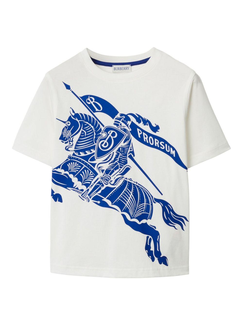 T-shirt per bambino in cotone bianca 8078326 B7347 Burberry Kids 