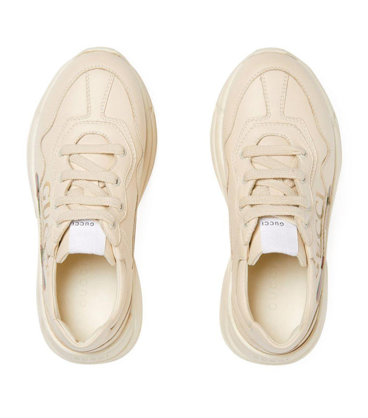 Sneakers crema per bambina con logo