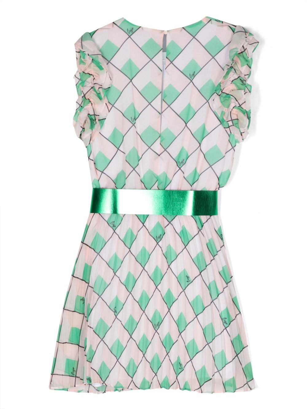 Green and pink dress for girls