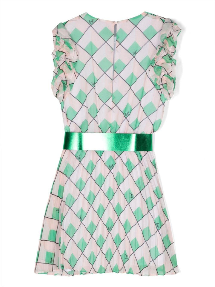 Green and pink dress for girls