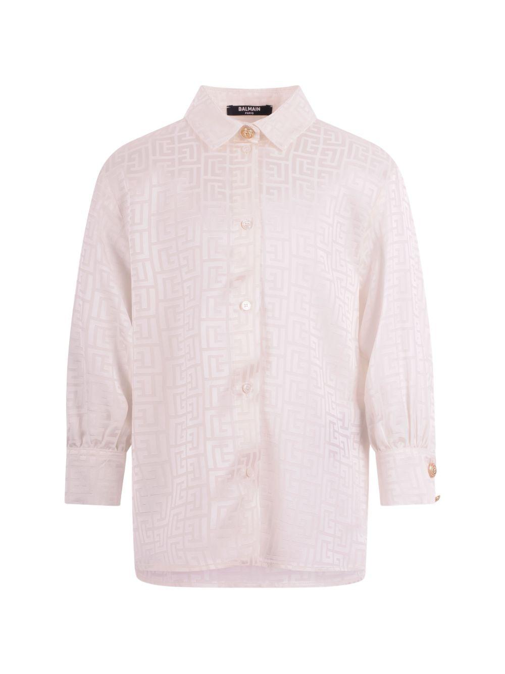 Camicia ivory per bambino BY5A30S0192 102 Balmain Kids 