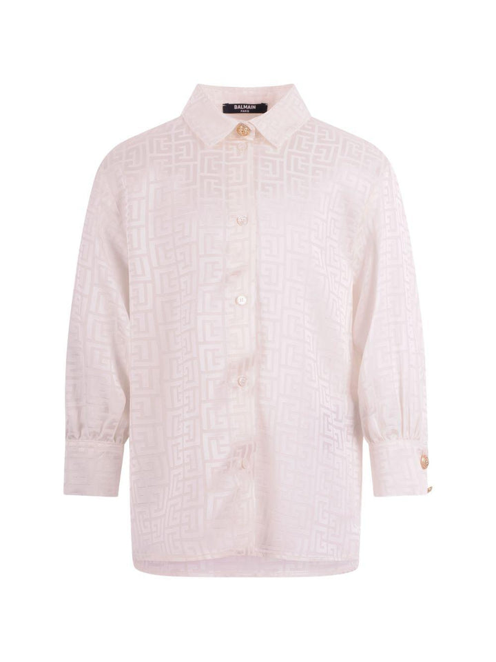 Camicia ivory per bambino BY5A30S0192 102 Balmain Kids 