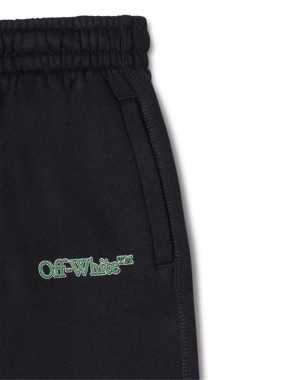 Pantalone sportivo nero per bambino con logo verde OBCH001S24FLE003 1055 Off White Kids 