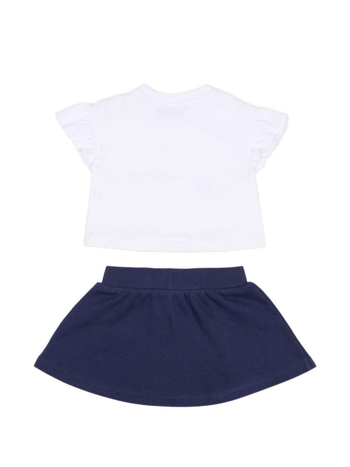Completo bianco/blu per neonata MBG01GLCA89 83240 Moschino Kids 