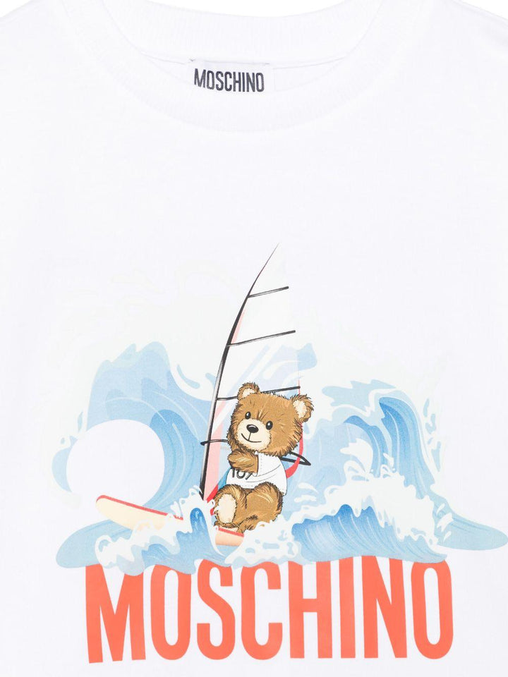 T-shirt bianca per bambino HUM05ALAA42 10101 Moschino Kids 
