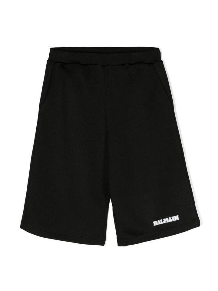 Black Bermuda shorts for boys with logo