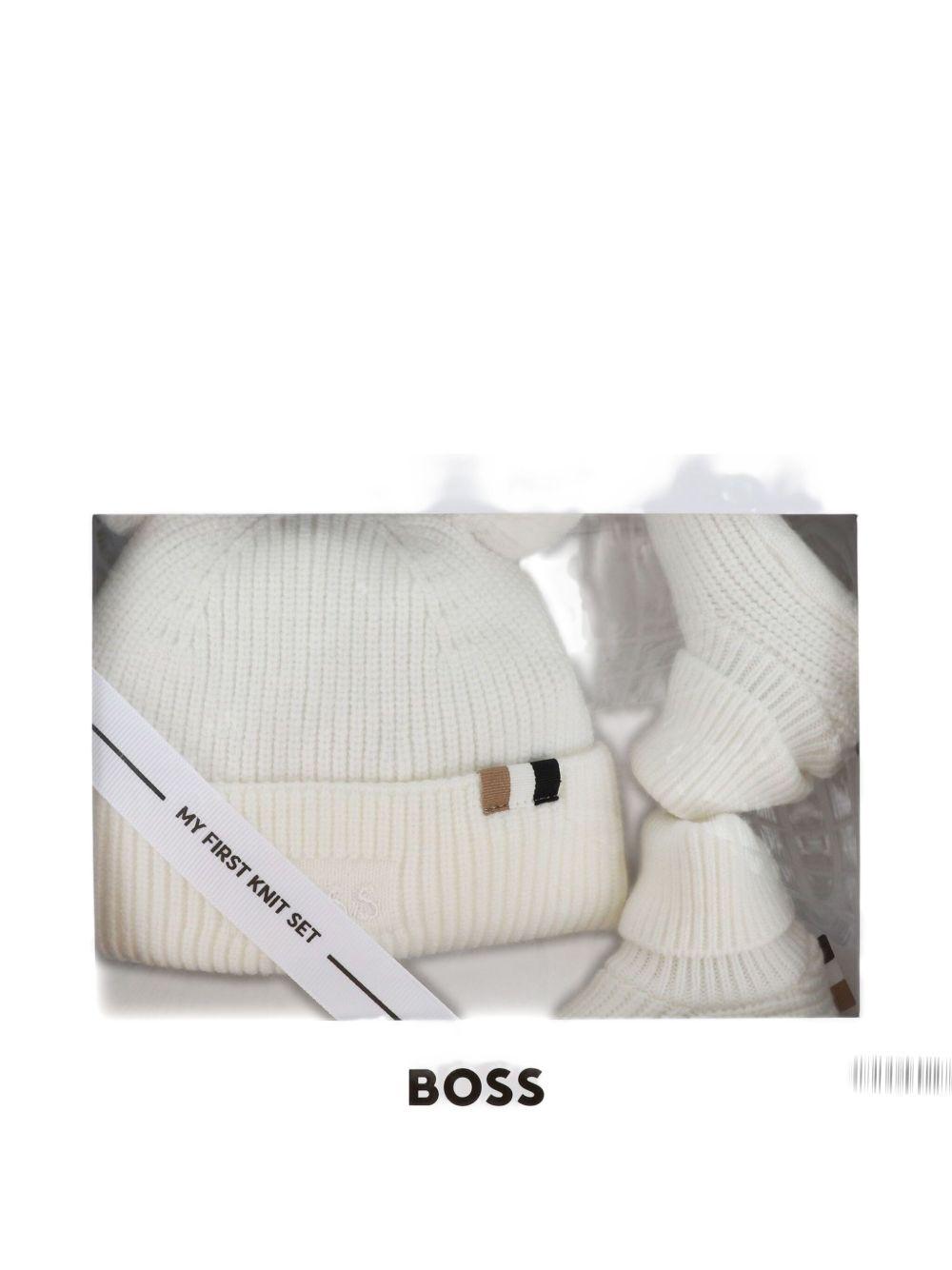 Set cappello calze bianco per neonato J52599 117 Boss Kids 
