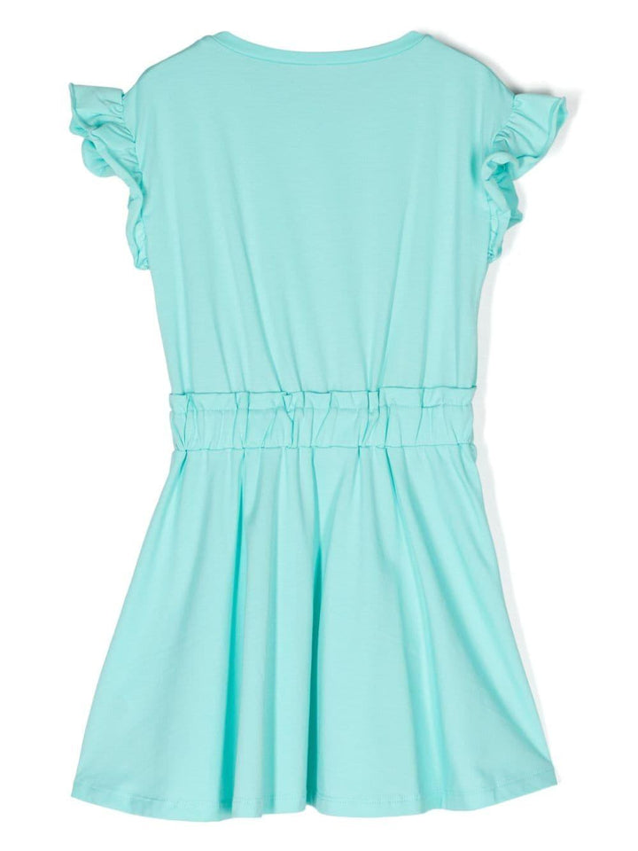 Aqua blue dress for girls with logo