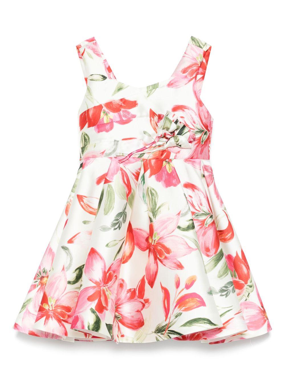 Abito beige chiaro con stampa per bambina