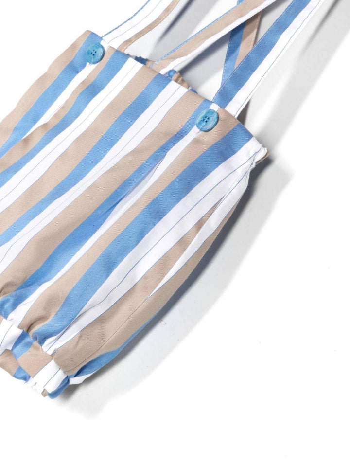 Completo elegante bianco, beige e blu per neonato