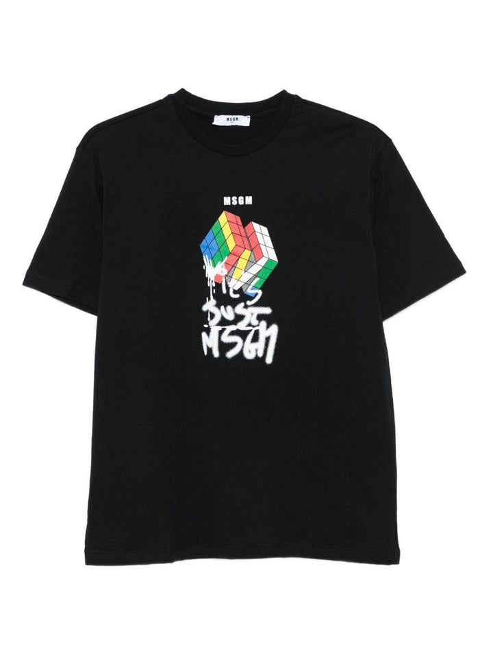 T-shirt nero per bambino F5MSJBTH302 110 Msgm Kids 
