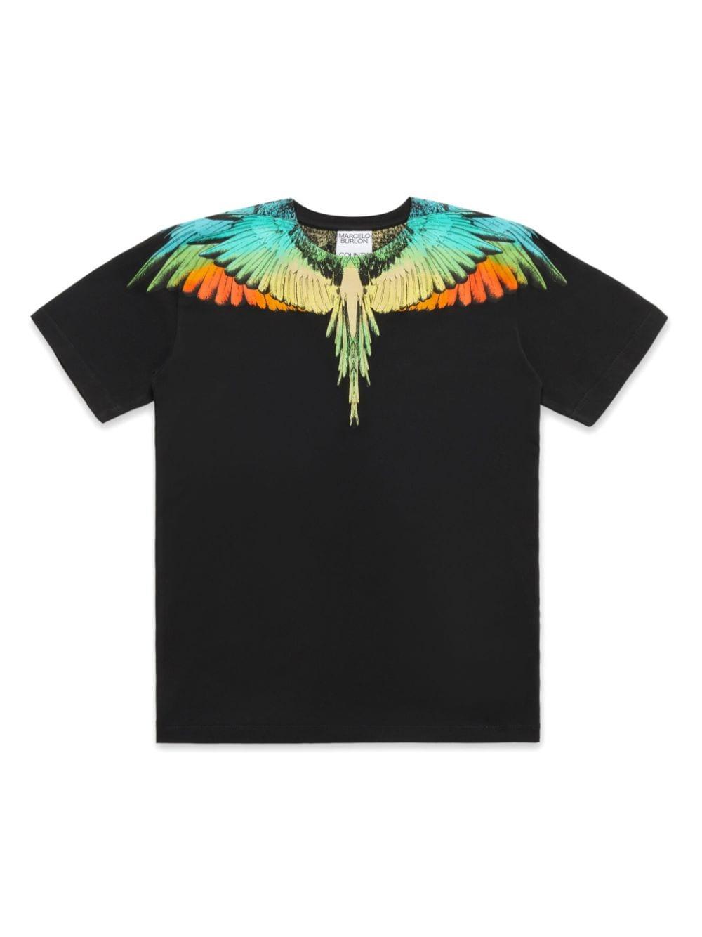 T-shirt per bambino in cotone nera con stampa CBAA001F24JER001 1084 Marcelo Burlon Kids 