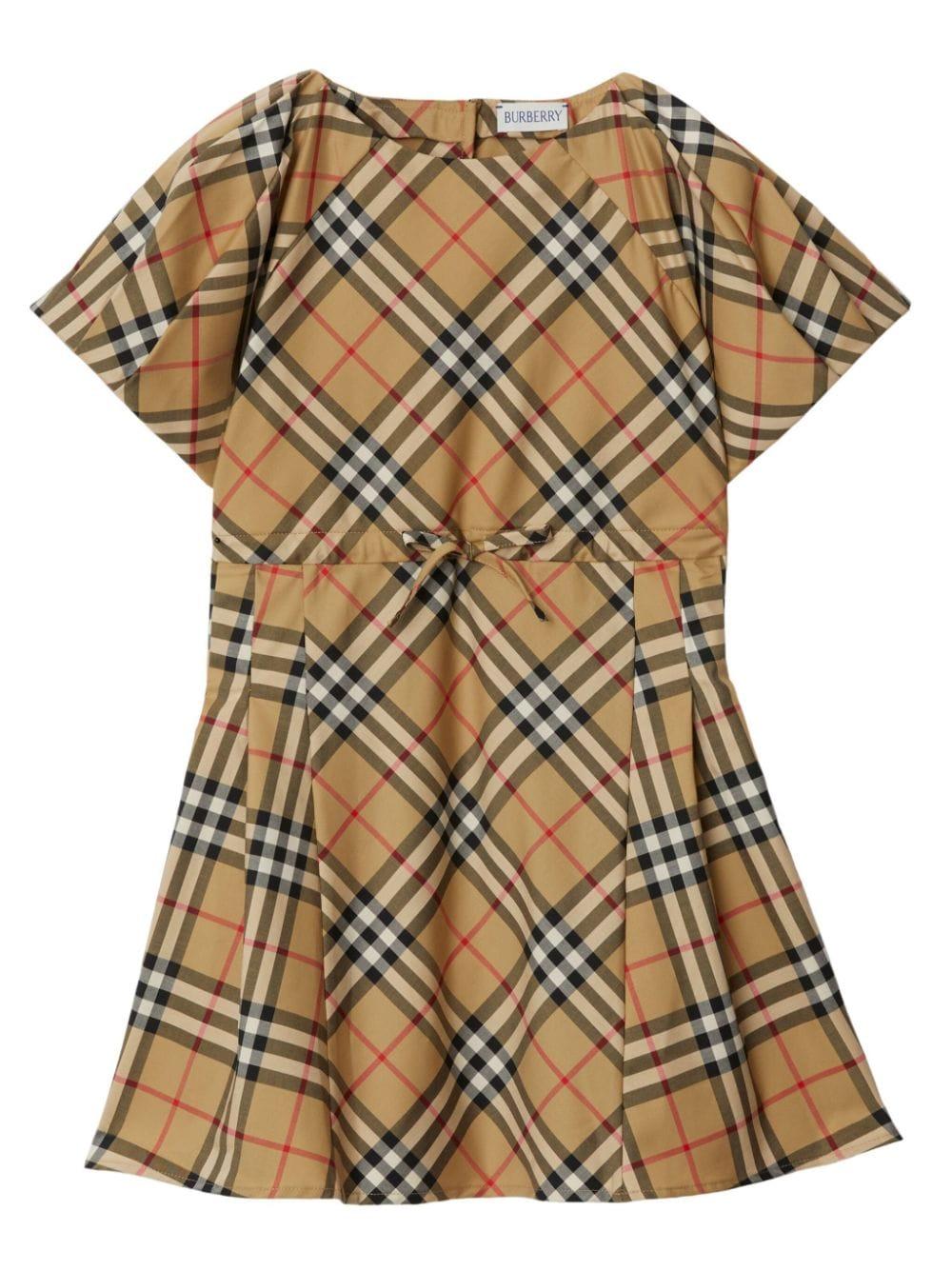 Abito beige per bambina in cotone 8078340 A7028 Burberry Kids 