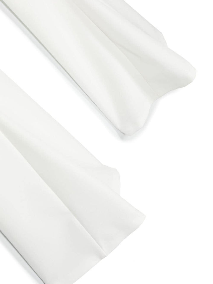 White trousers for girls with logo plaque