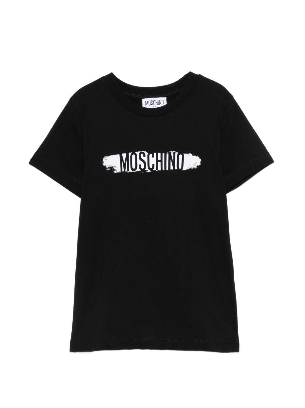 T-shirt nero per bambino H8M058LAA10 60100 Moschino Kids 