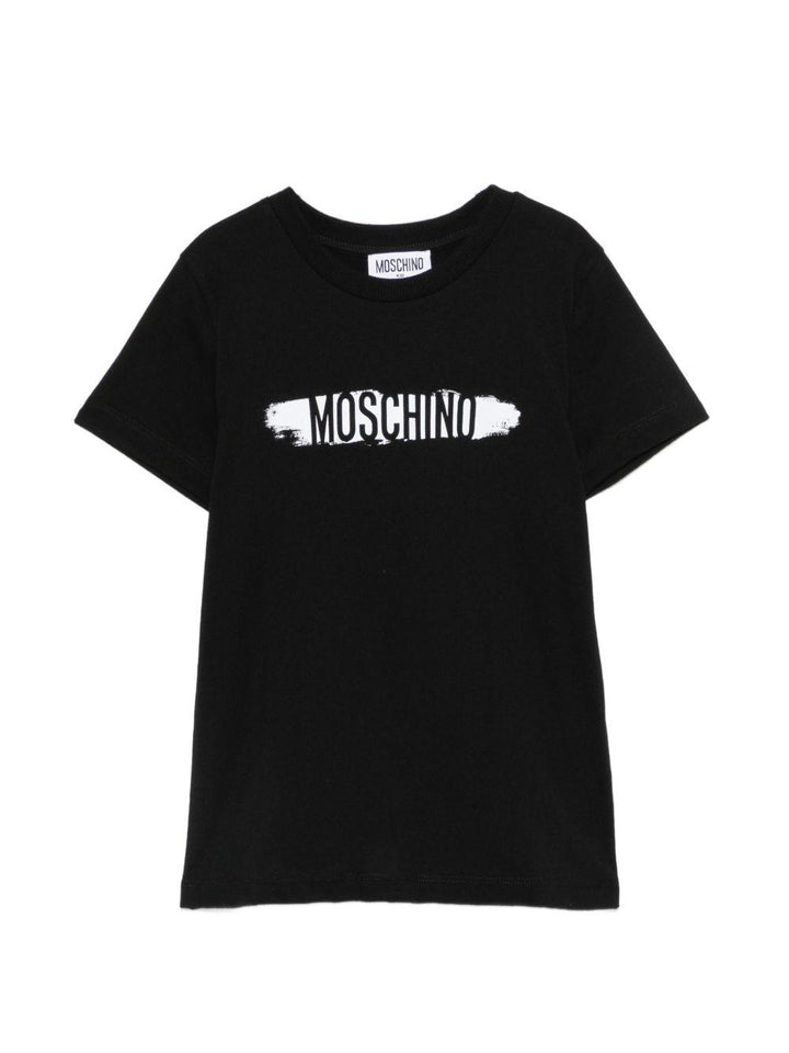 T-shirt nero per bambino H8M058LAA10 60100 Moschino Kids 