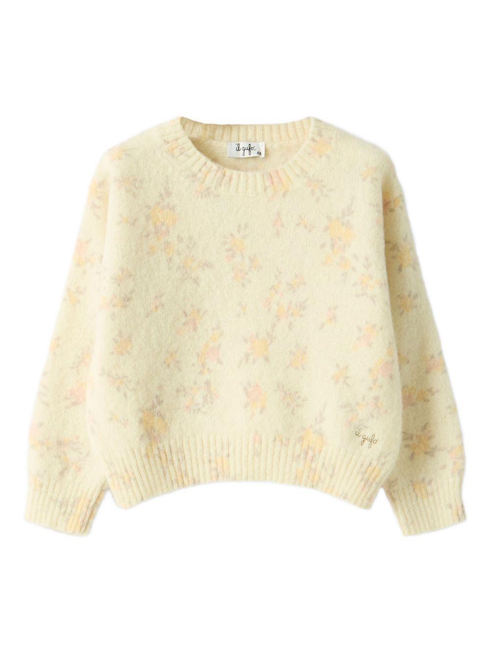 Maglione giallo floreale per bambina A25GMA0009EM912 100 Il Gufo 