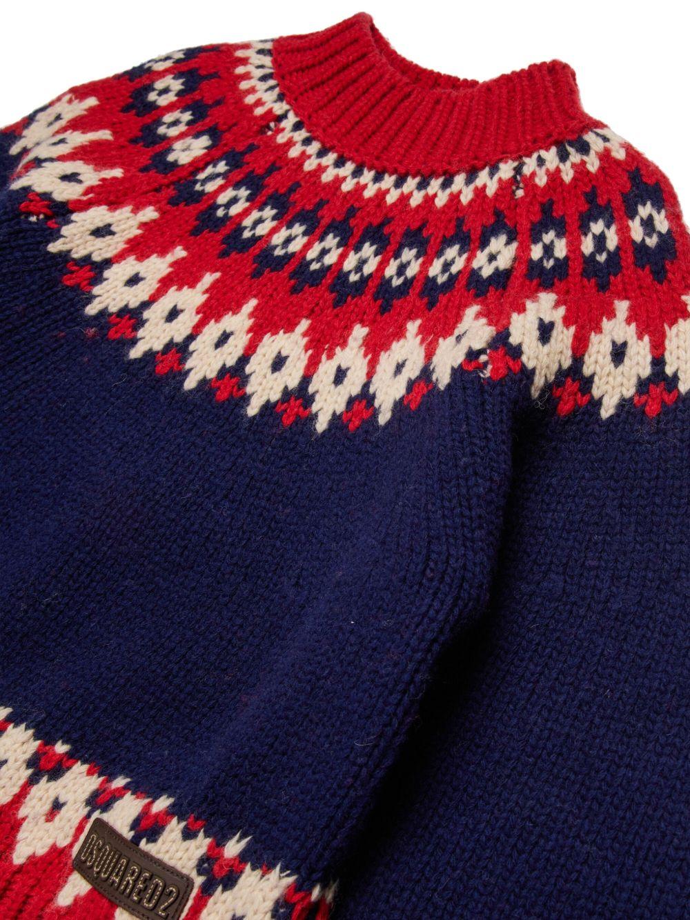 Maglione blu navy/rosso per bambino DQ3070D0AAZ DQ864 Dsquared2 Kids 