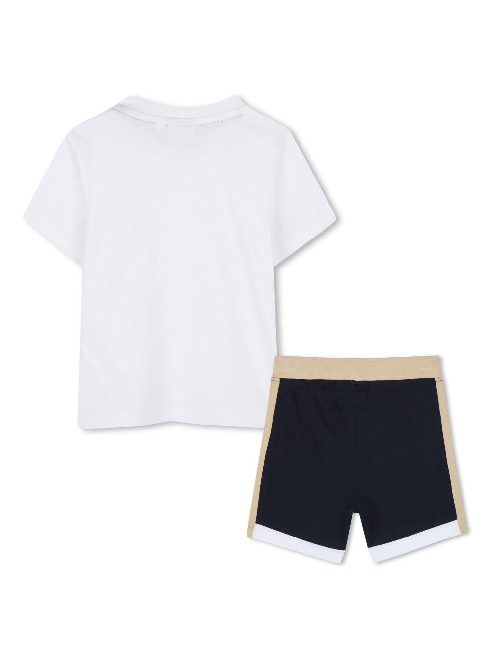 Completo sportivo bianco/blu/beige per neonato