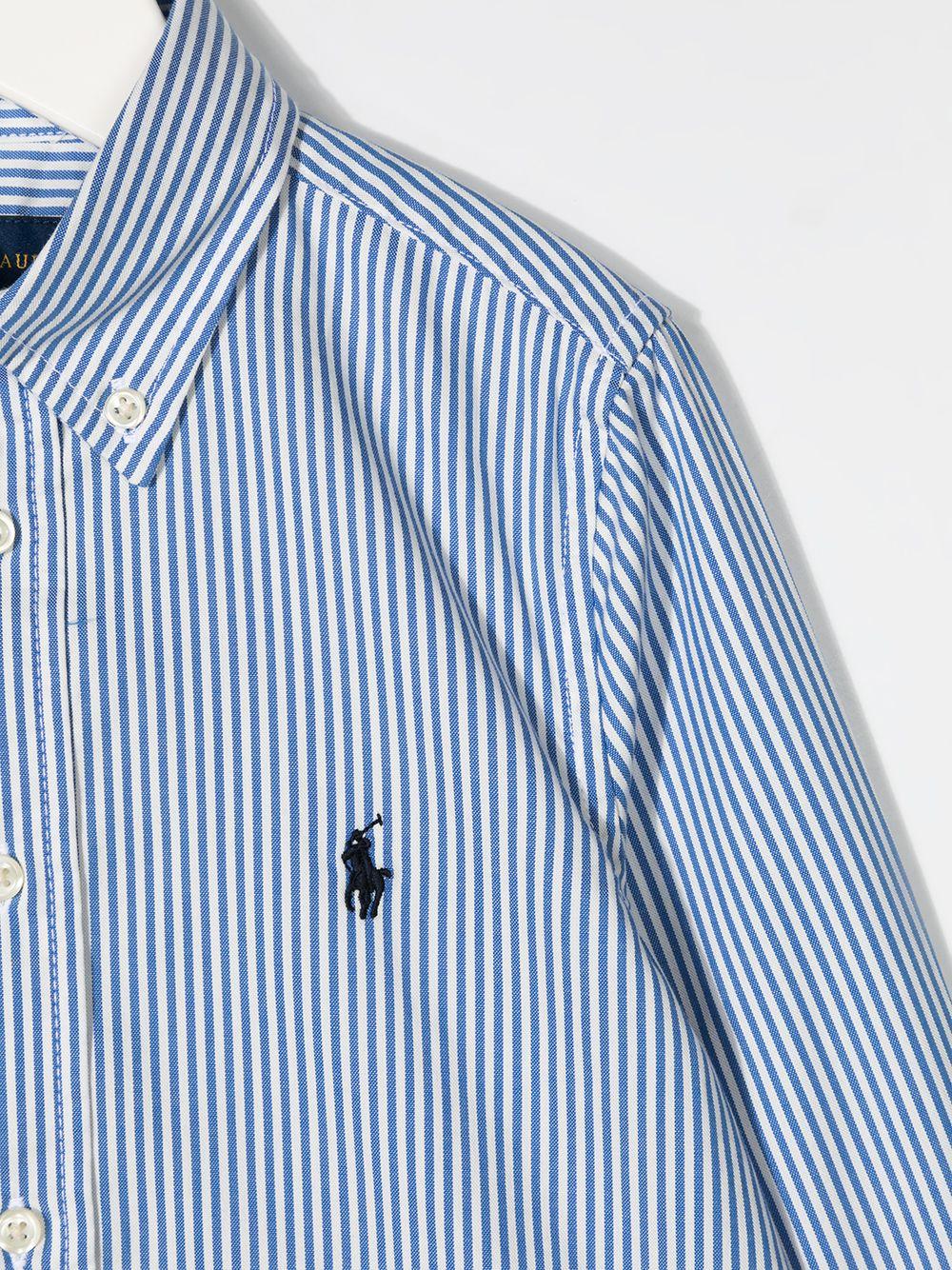 Camicia per bambino in cotone bianca e blu