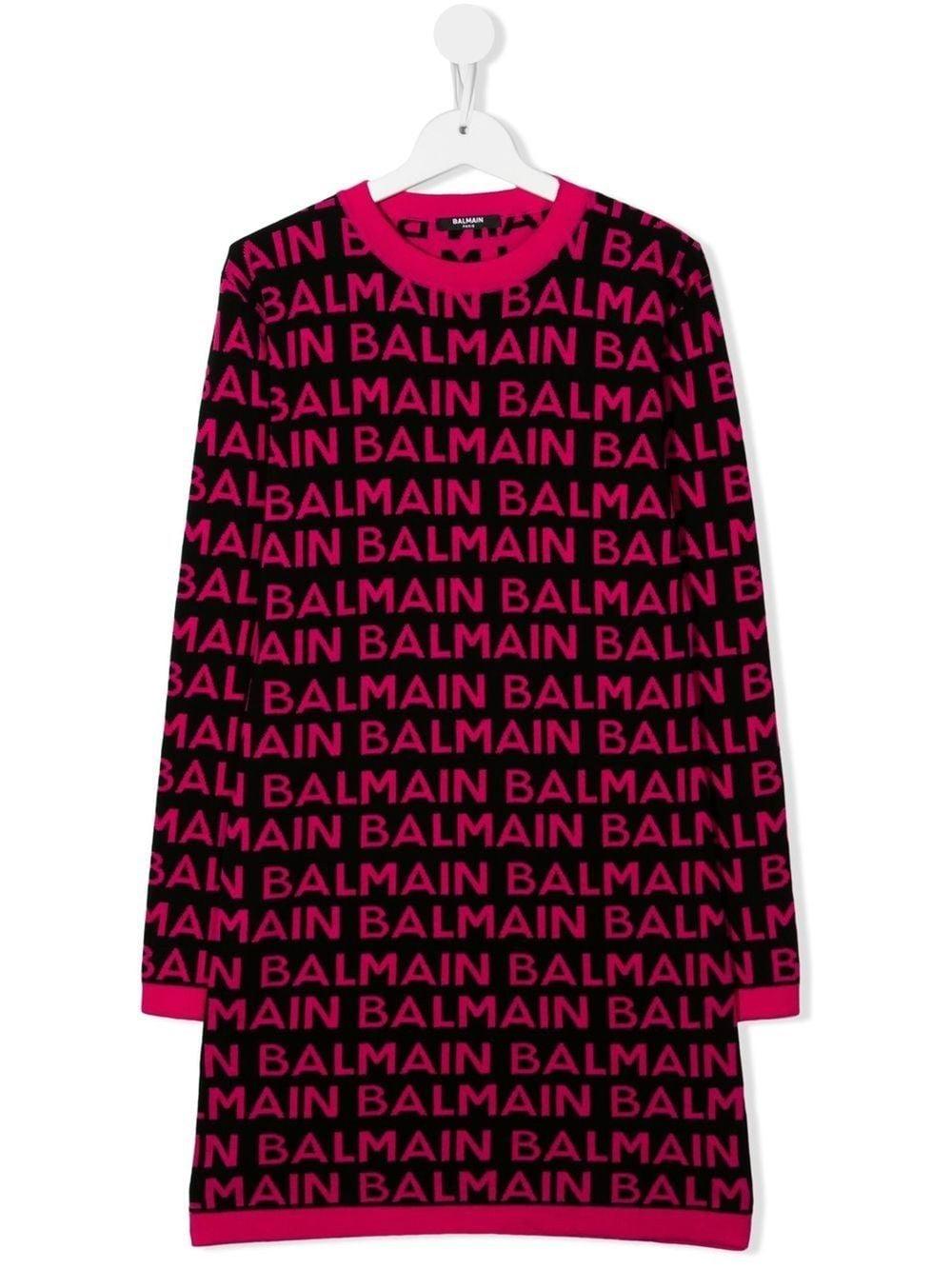 Dress for girls in black and fuchsia cotton