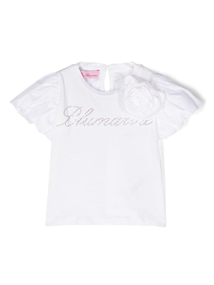 White t-shirt for baby girls with logo