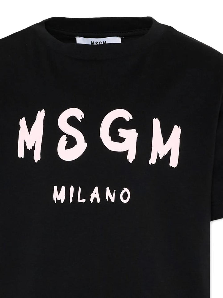 T-shirt nera per bambino S6MSJUTH001 11088 Msgm Kids 