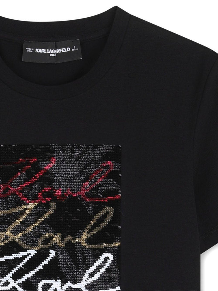 T-shirt nera per bambina Z31153 09B Karl Lagerfeld Kids 
