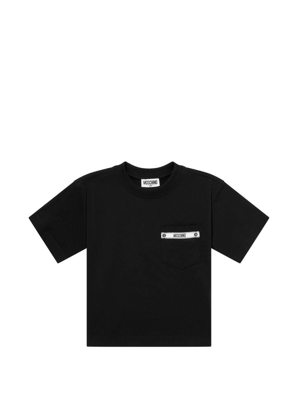 T-shirt nera per bambino HUM05MLAA01 60100 Moschino Kids 
