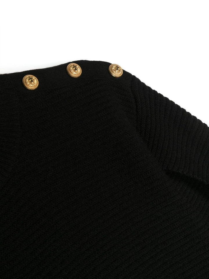 Maglione nero per bambina con bottoni oro