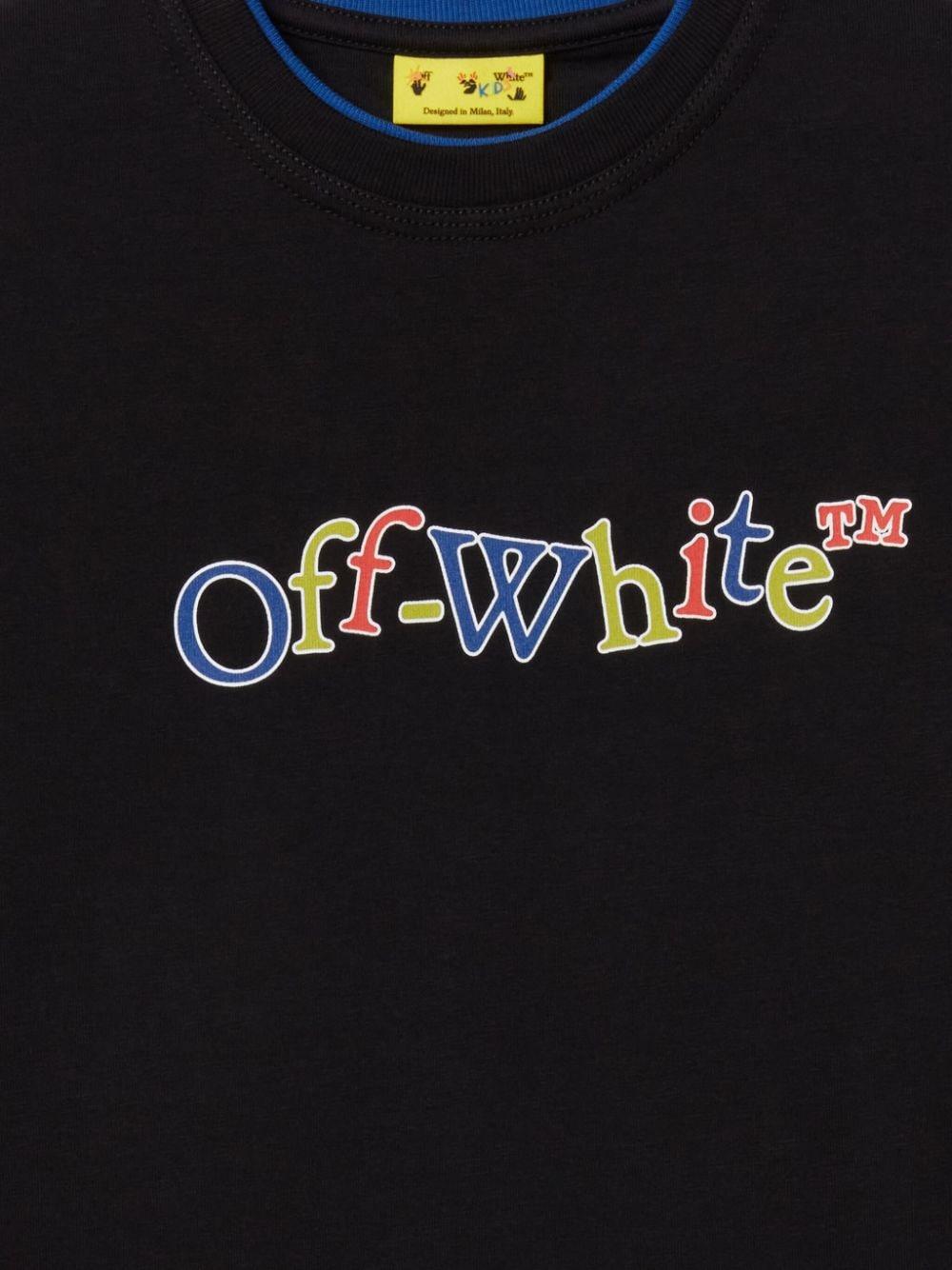 T-shirt per bambino in cotone nera OBAA012F24JER001 1014 Off White Kids 