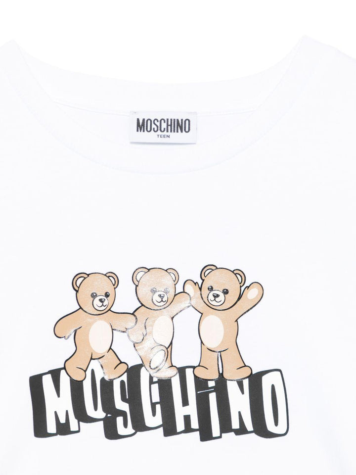 T-shirt bianca per bambina HDM077LAA23 10101 Moschino Kids 