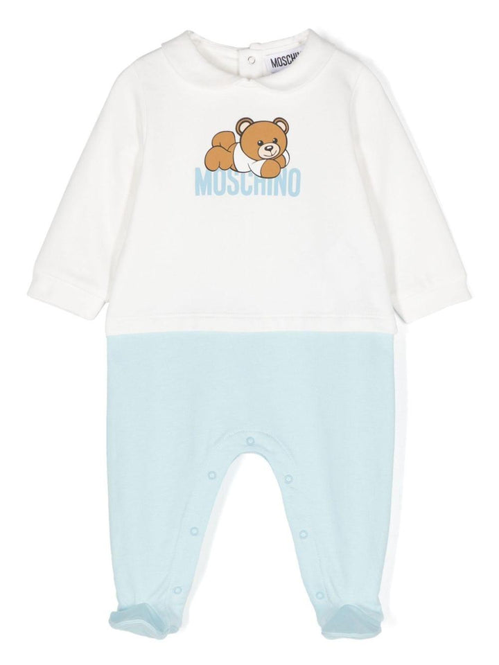 Tutina per neonato in cotone azzurra e bianca