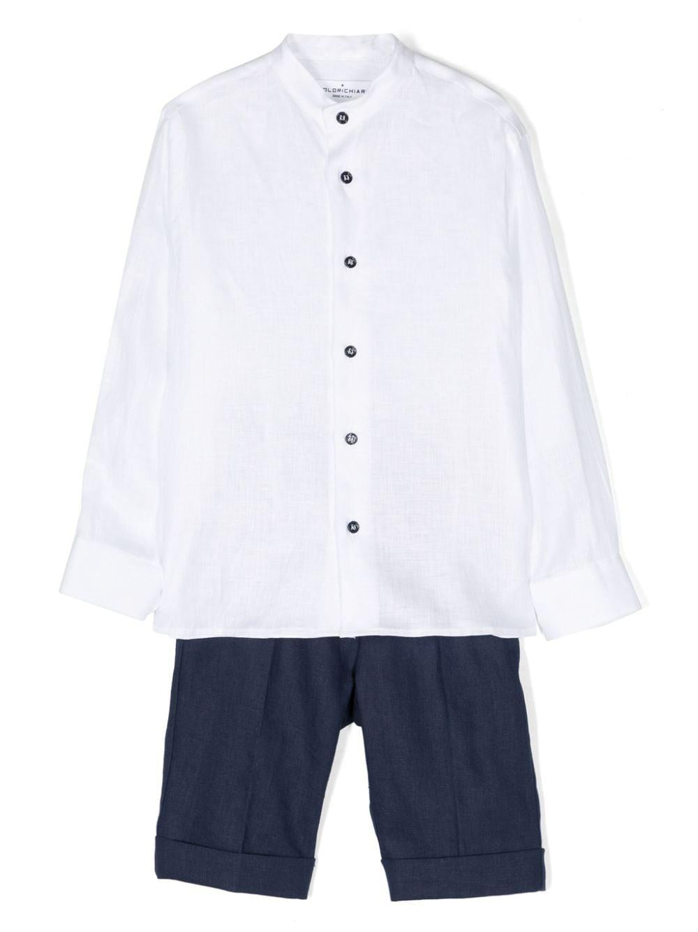 Completo elegante bianco e blu per bambino