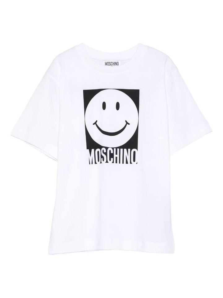 T-shirt bianca per bambino HSM05GLAA01 10101 Moschino Kids 