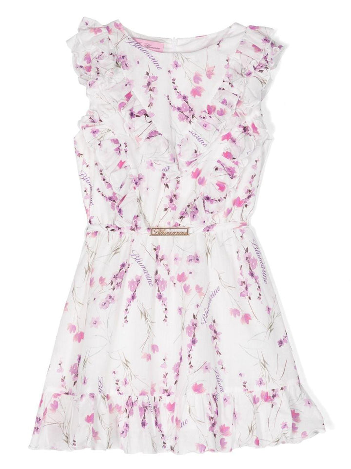 White dress for girls with print